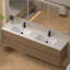 Lavabo en résine pour meuble-lavabo de salle de bain, avec deux lavabos rectangulaires encastrés, trou de robinet simple, comptoir de meuble-lavabo seulement