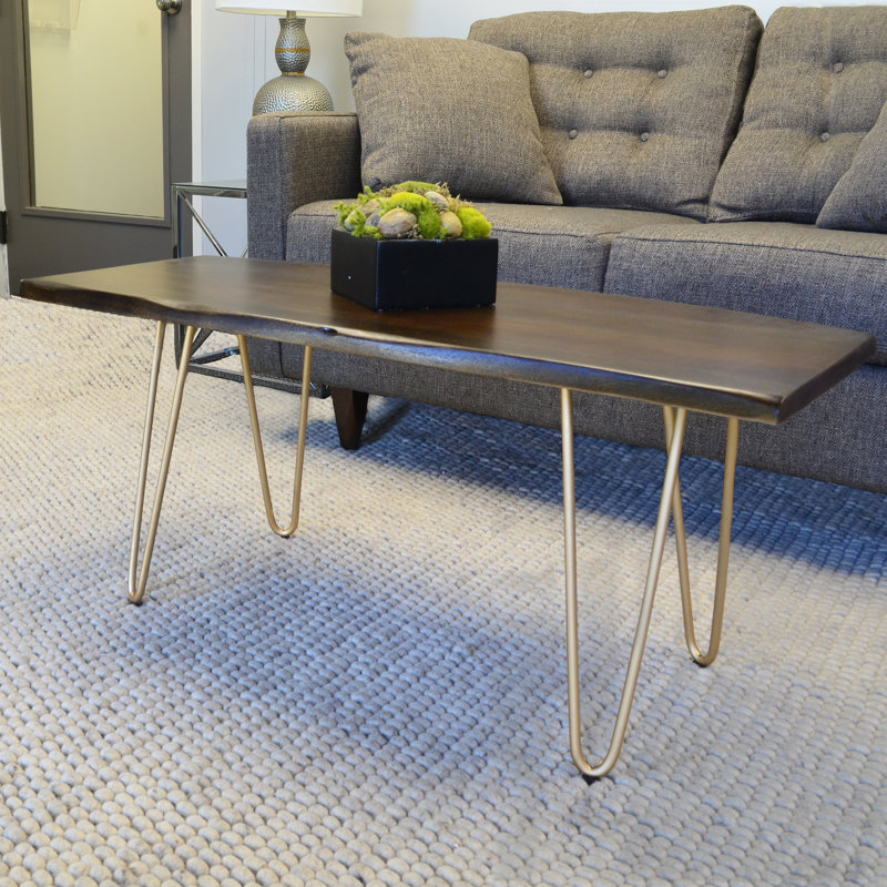 Four Leg Coffee Table, Elm/Gold