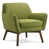 Coussin vert / cadre brun