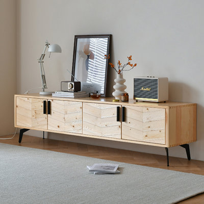 Wabi-sabai handmade solid wood parquet TV cabinet