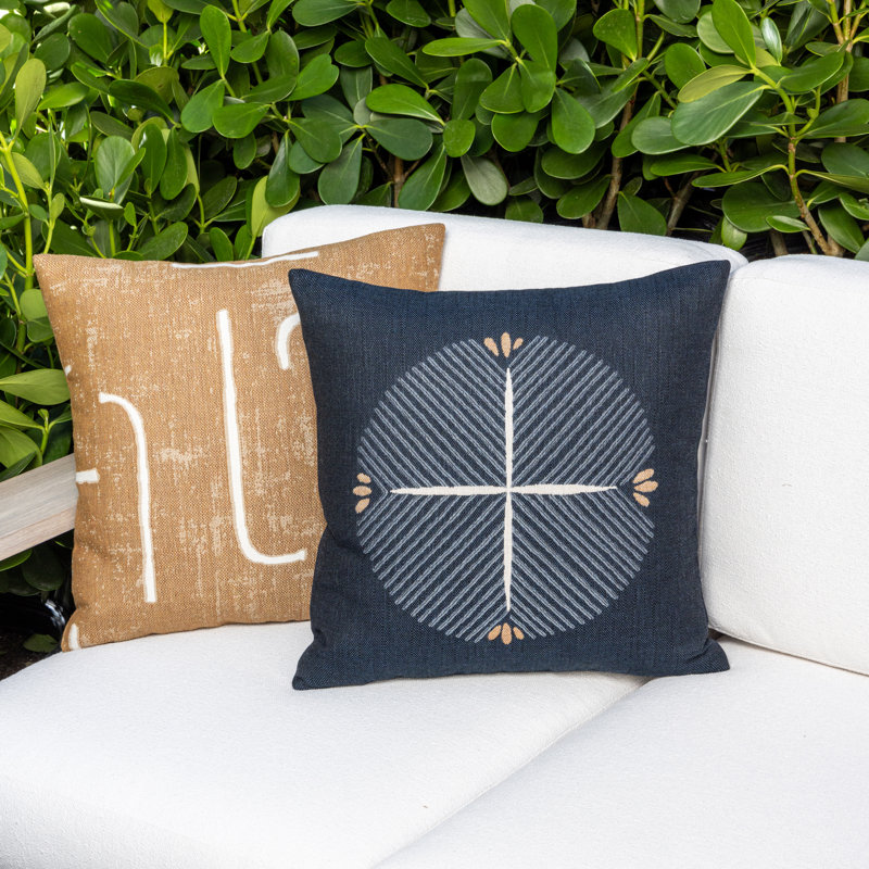 Instinct Sunbrella® Square Indoor/Outdoor Throw Pillow Cover & Insert by Elaine Smith, Camel