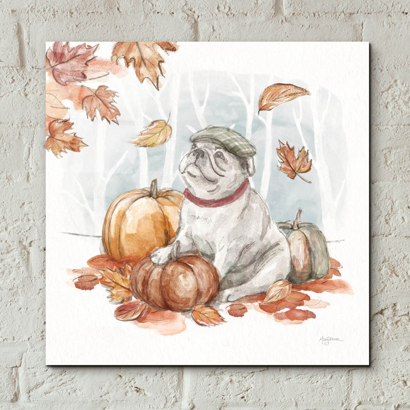 «Autumn Dogs» par Mary Urban, H 12 po x l 12 po x P 0,13 po