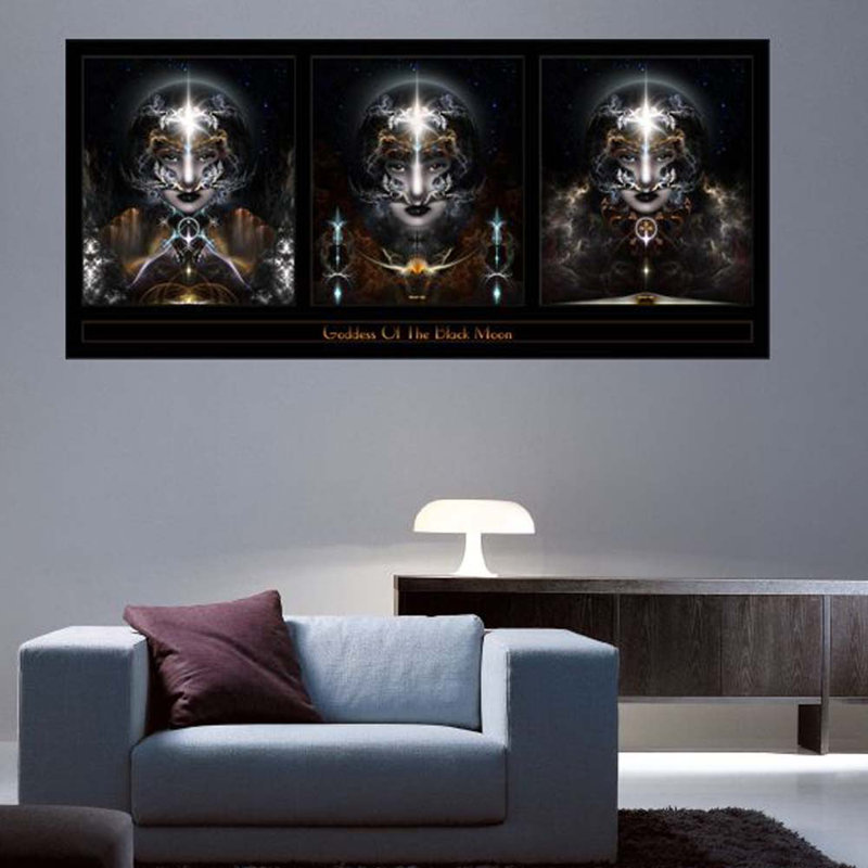 Adhésif décoratif Xzendor7 déesse de la lune noire, H 38 po x l 84 po