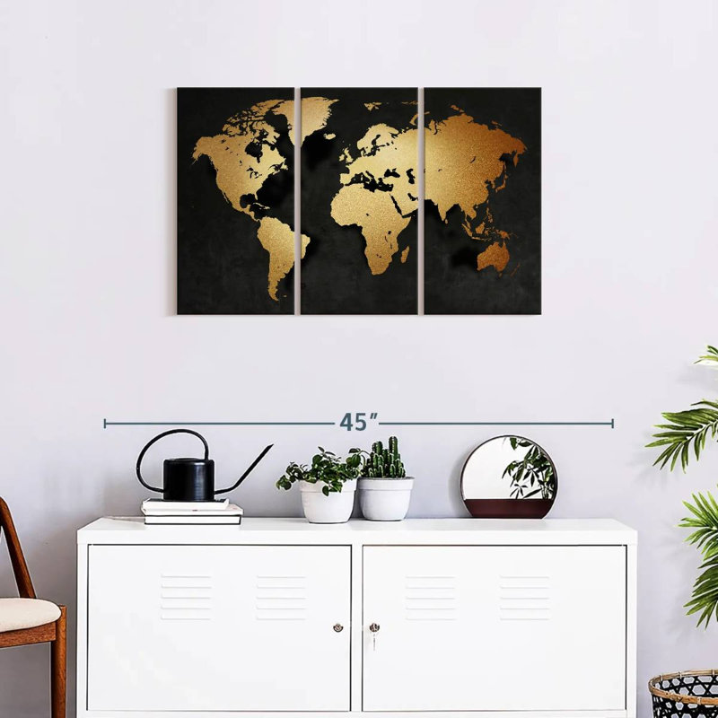 «Gold Map», reproduction sur toile, H 33 po x l 20 po x P 1,25 po