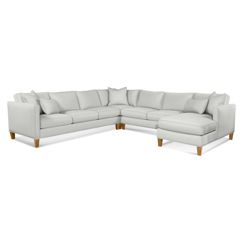Canapé modulaire de coin de 122 po Lenox, Orienté à droite, Miel, Coton blanc uni ‑ 0302-91