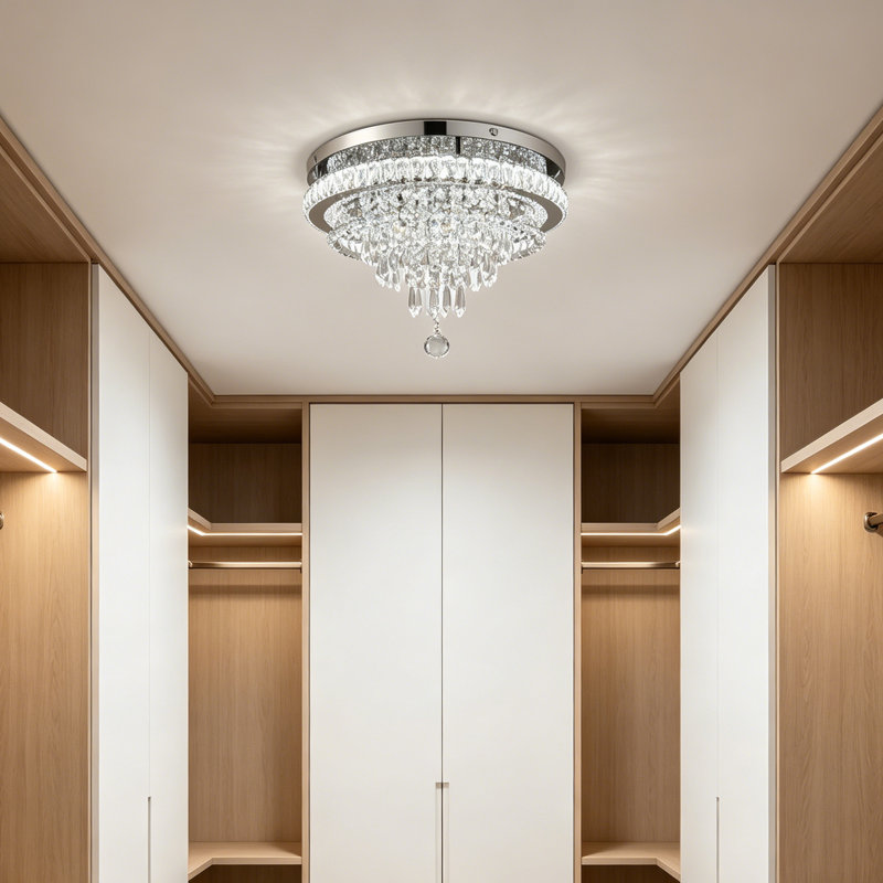 Plafonnier encastré à DEL en cristal à intensité variable avec télécommande, lustre en cristal moderne pour le salon, la chambre à coucher et la cuisine