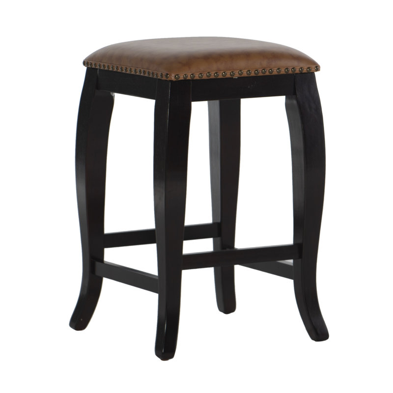 Tabouret de bar et de comptoir en bois avec siège rembourré Stellan, Tabouret de comptoir (assise de 24 po de hauteur)