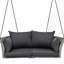 2 balancelles de patio grises avec coussin de siège moelleux et coussins latéraux, tissage, siège imperméable, cordes d'écurie