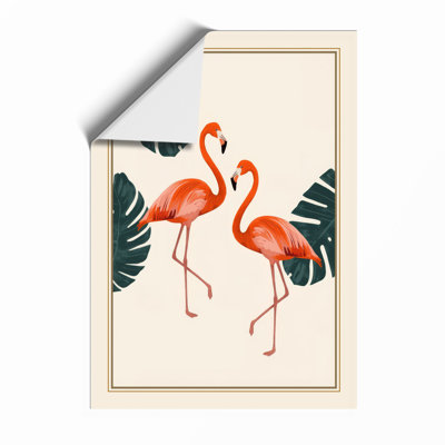 Flamingos and Monstera Botanical - Framed Print
