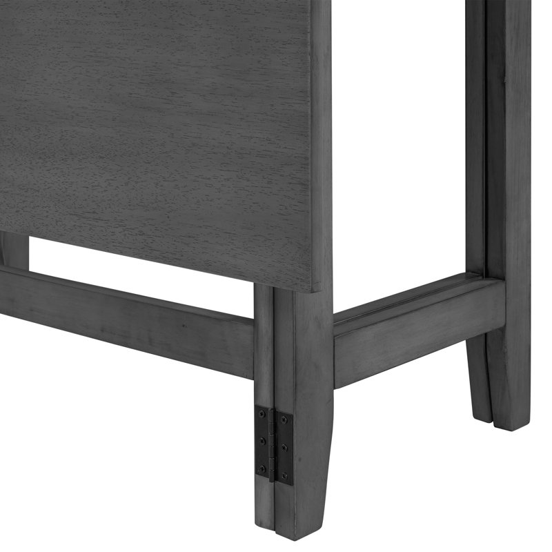 Extendable Dining Table With Drop Leaf, Gray