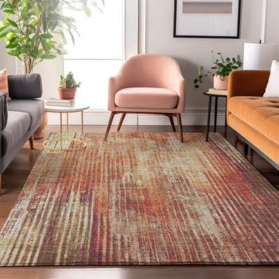 Premium Machine Washable Cerrito AMF582 Paprika Rug