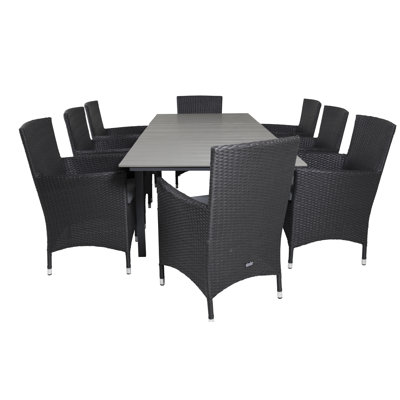 Faiyaz 8 - Person Patio Dining Set with Extendable Rectangular Table , Cushions Included