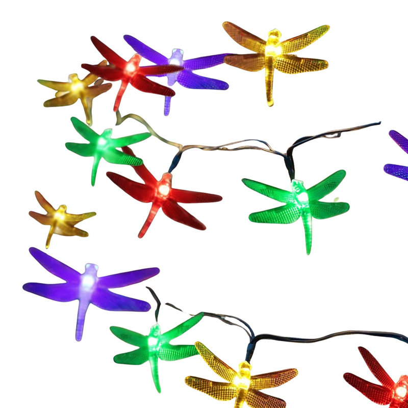 30 LED Solar Dragonfly String Lights, 8 Modes, Multicolor