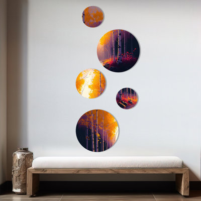 Golden Hour Birch Trees III - Landscape Forest Metal Wall Décor