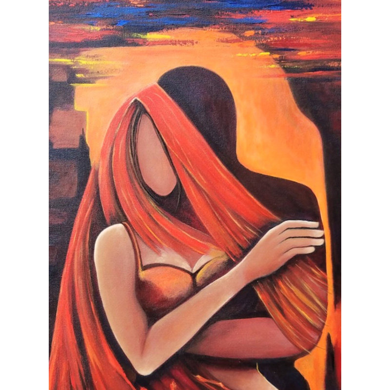 Moment d'amour | Acrylique sur toile | Par Alka Sengar | Avec cadre