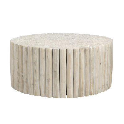 Tan Solid Wood Round Cocktail Coffee Table