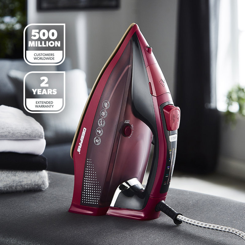 GEEPAS Steam Iron with LED Display | Clothes Dry & Steam Press | 40s Fast Heat-Up Vertical Steaming | Ceramic Soleplate Adjustable Temperature | 350ml Tank 0.5g/Steam Output | 2 Year Warranty 2400W