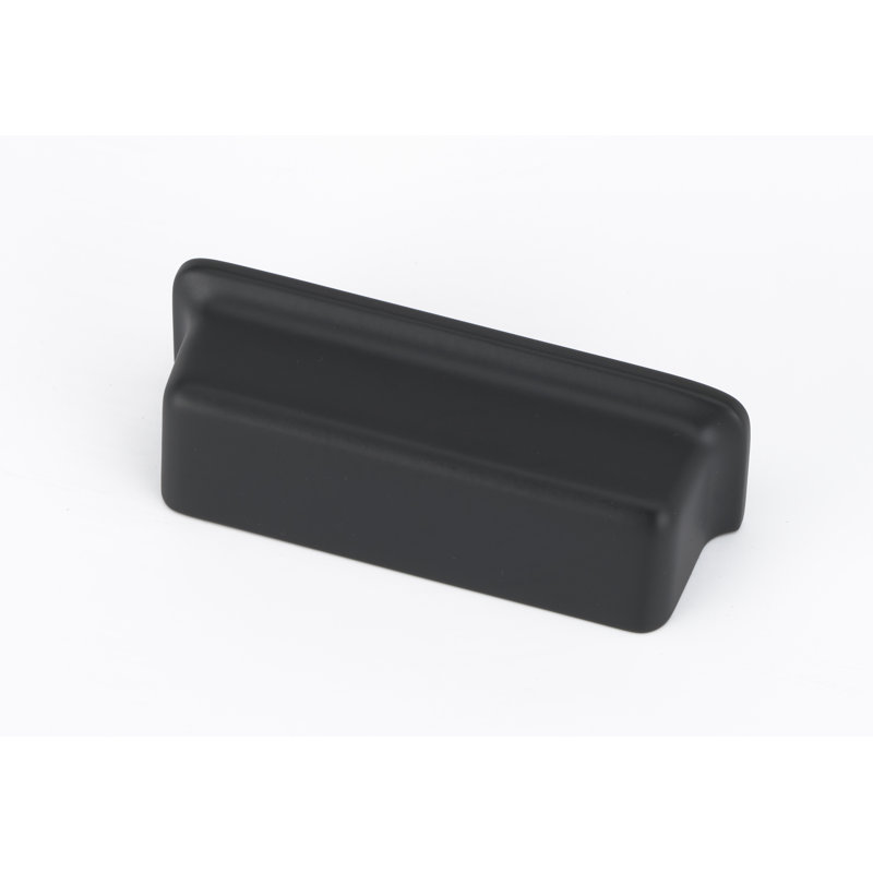 Modern Black Polished Chrome Cup Pull with Mounting Hardware
