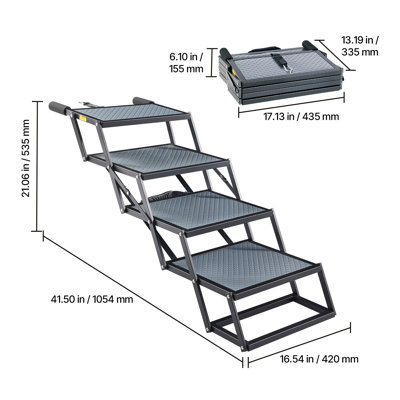 Escalier pour chien pour voiture, rampe pour chien pliable extra large à 4 marches pour les grands chiens avec surface antidérapante, échelle d'escalier légère et portable pour voiture, VUS, camion, lit haut, canapé, support jusqu'à 400 lb