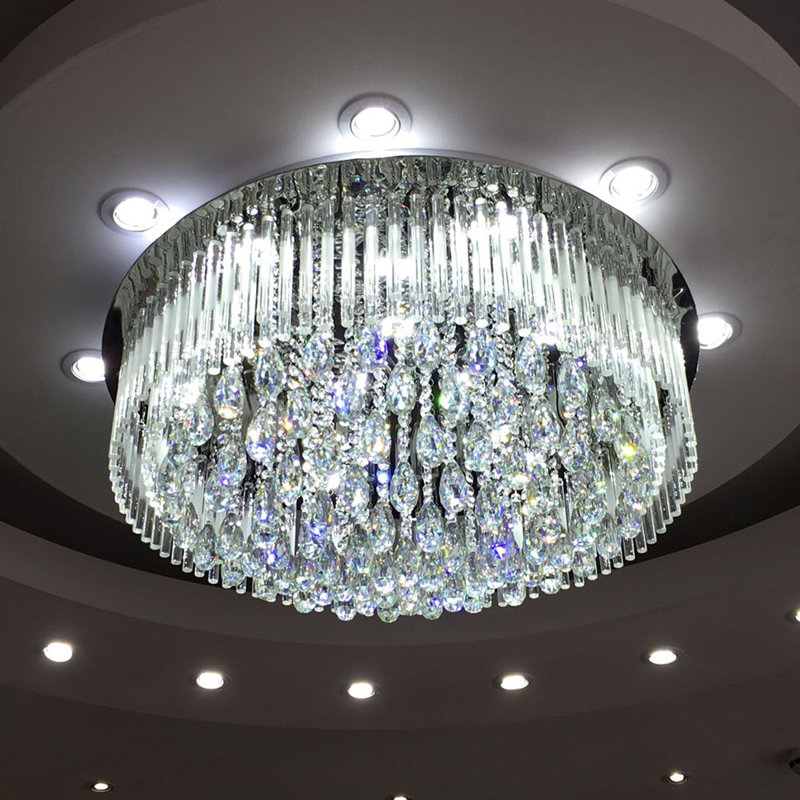 Marsh LED Flush Mount, 35cm H x 80cm W x 80cm D, Crystal/Metal