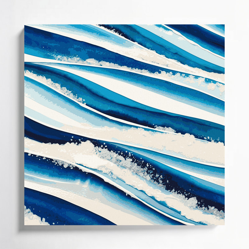 Art mural horizontal horizontal rayé sur toile vert azur, H 16 po x l 16 po