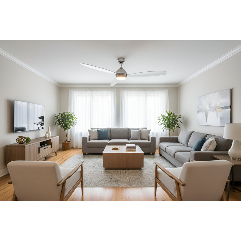 Gruenbaum 60'' Ceiling Fan with LED Lights, Chrome