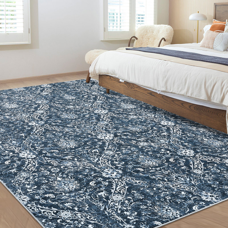 6x9 Area Rug Non Slip Backing Machine Washable Rug Foldable Stain Resistant Vintage Carpet for Living Room Bedroom Home Office Decor