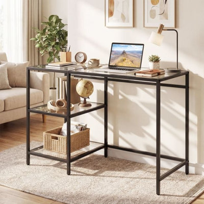 Glass Top Metal Base Computer Desk