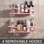 Serviteur de douche rose avec 4 crochets amovibles, paquet de 2 tablettes de douche Sweet Heart, tablette de rangement sans perçage pour salle de bain, cuisine, chambre à coucher