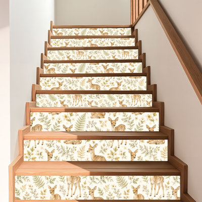 Peel and Stick Wallpaper Contact Paper Vintage Woodland Deer Botanical Elements Self Adhesive and Removable 17.7in x 118in(45x300cm)
