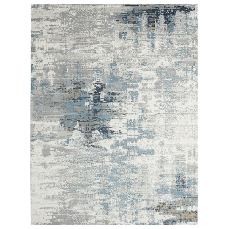 C Abstract Area Rug in Grey, Rectangle 3' x 5'