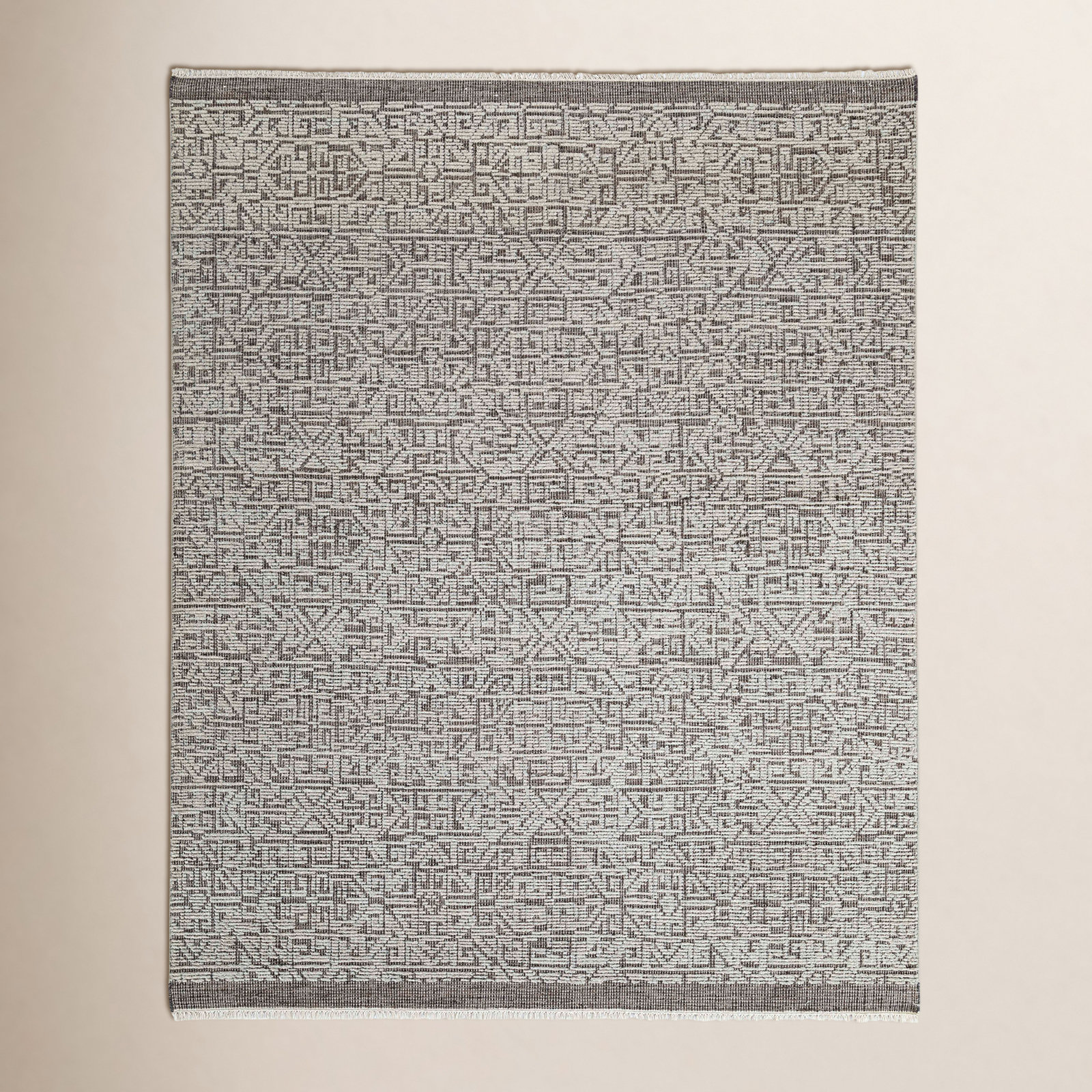Savelle Natural Hand-Knotted Abstract Rug, Rectangle 7'6" x 9'6"