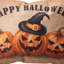 Coussin décoratif en fausse toile de jute Happy Halloween