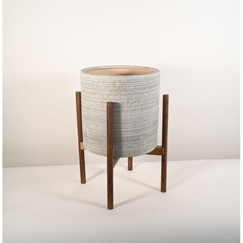 Valence Handmade Pot Planter, Gray/Honey