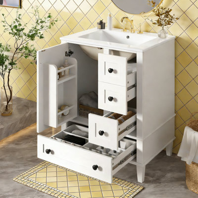 Meuble-lavabo simple 24 po avec comptoir en céramique 24 po