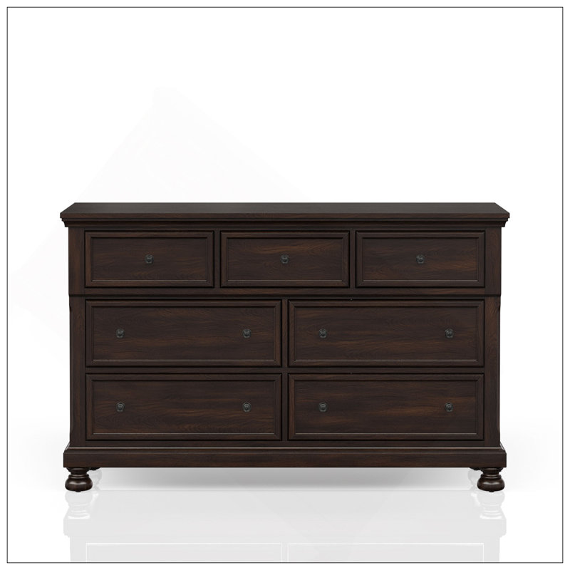 Commode sept tiroirs cerisier foncé, Cerisier