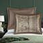 Ensemble de literie en jacquard réversible de luxe, grand, brun et or, élégant décor de chambre à coucher