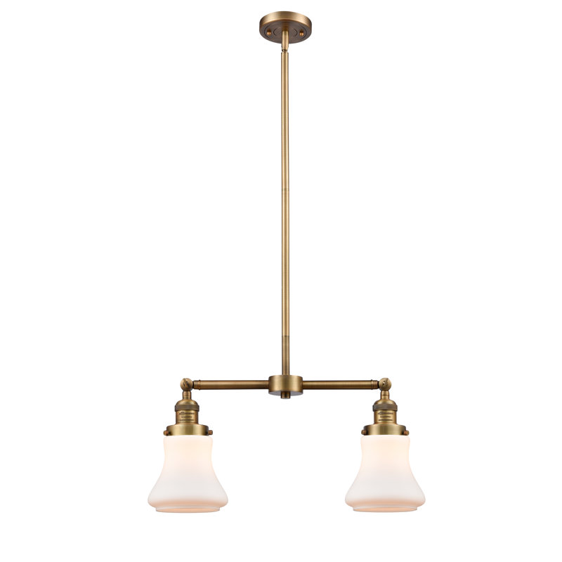 Edda 2 - Light Kitchen Island Pendant, Brushed Brass, 6 Watt Vinage LED Bulb, Matte White