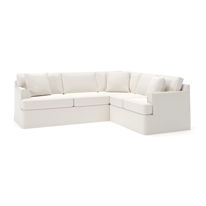 Canapé modulaire 2 pièces Conradina, Orienté à droite, Mélange de lin performance blanc cassé Lena