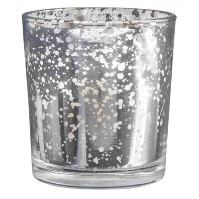 Silver Finish Glass Votive Candle Holder