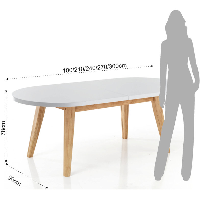 Extendable Oval Solid Wood Base Dining Table