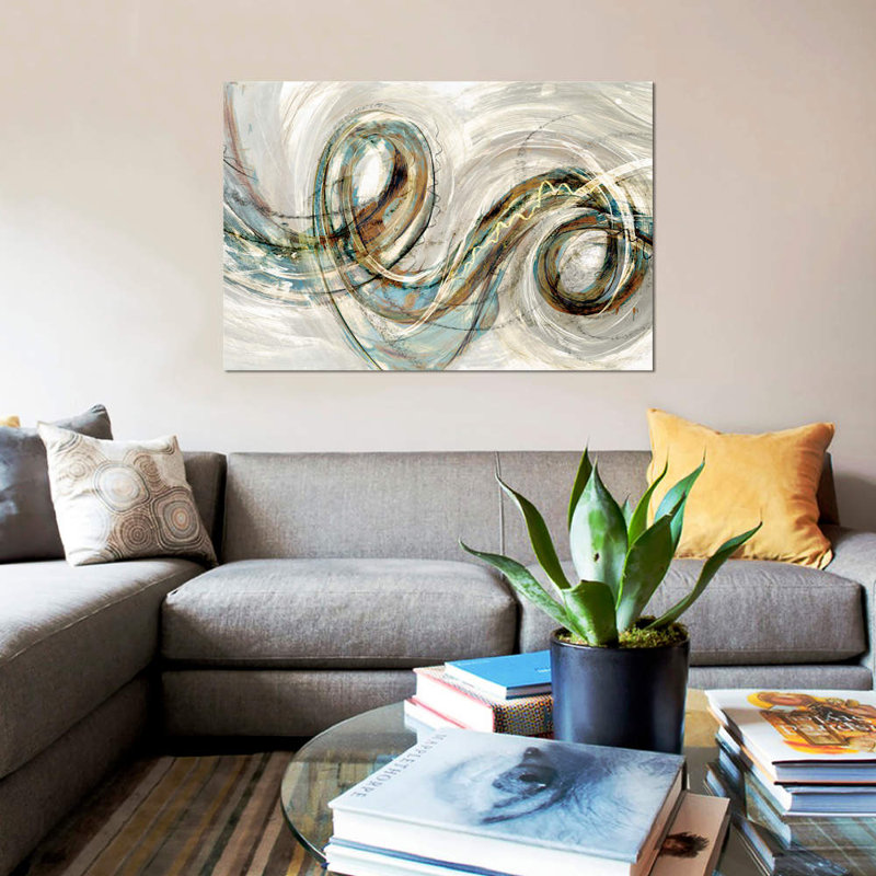«Swirly Whirly II» par PI Studio - reproduction sur toile tendue sur châssis, H 40 po x l 60 po x P 1,5 po, Toile tendue