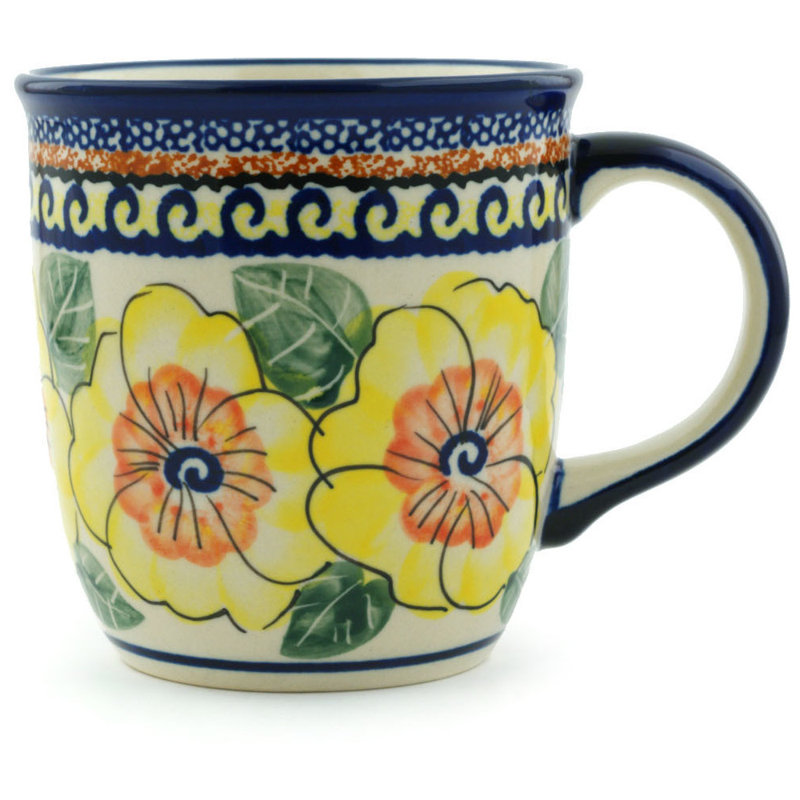 12 oz. Tasse en grès - coquelicots au citron