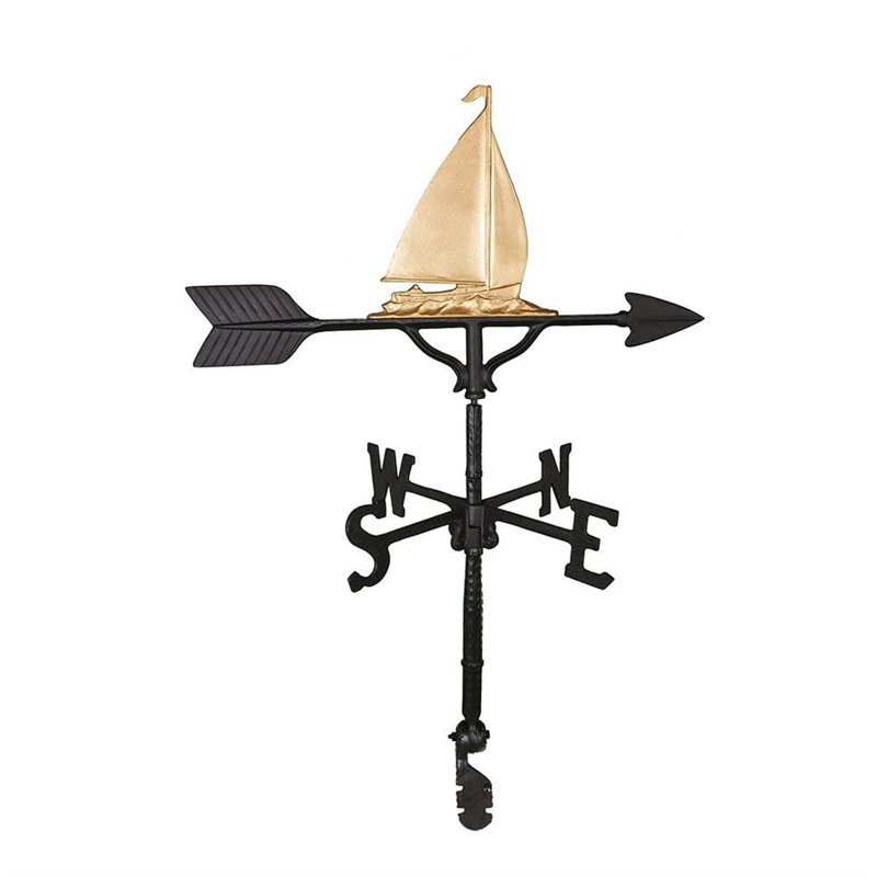 Sailboat Weathervane, Gold