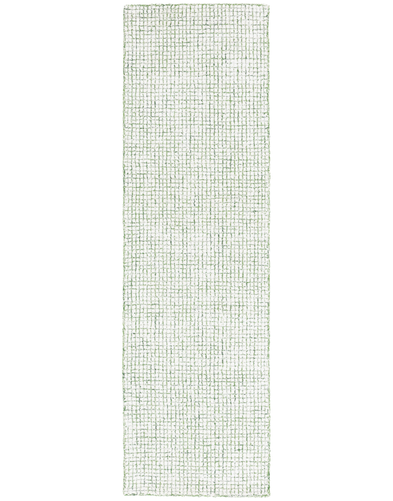 Rowe Ivory Green Hand-Tufted Abstract Rug, Runner 2'3" x 8'