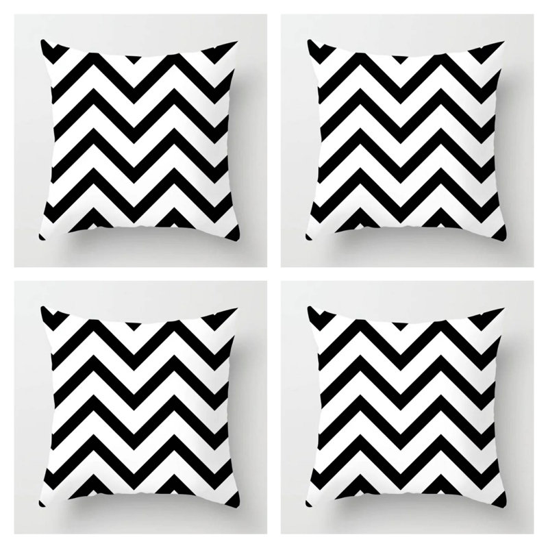 Kearna Black/White Throw Pillow Cover, Black Chevron