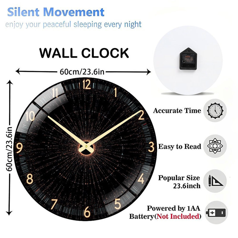 Horloge murale néon avec lumière DEL et art moderne - Horloge murale 24 po