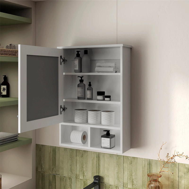 Stylish Bathroom Cabinet with Mirror, Ideal for Organizing and Enhancing Bathroom Space, Durable and Versatile Design., White
