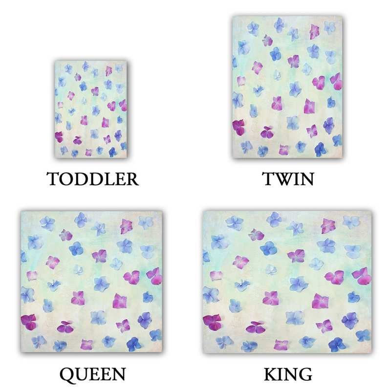 Ensemble de housse de couette hortensia pétales, 1 housse de couette grand + 2 taies standards