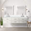 Meuble-lavabo double blanc 80 po X P 22 po D, avec plateau en quartz blanc-117825196